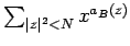 $ \sum_{\vert z\vert^2<N} x^{a_B(z)}$